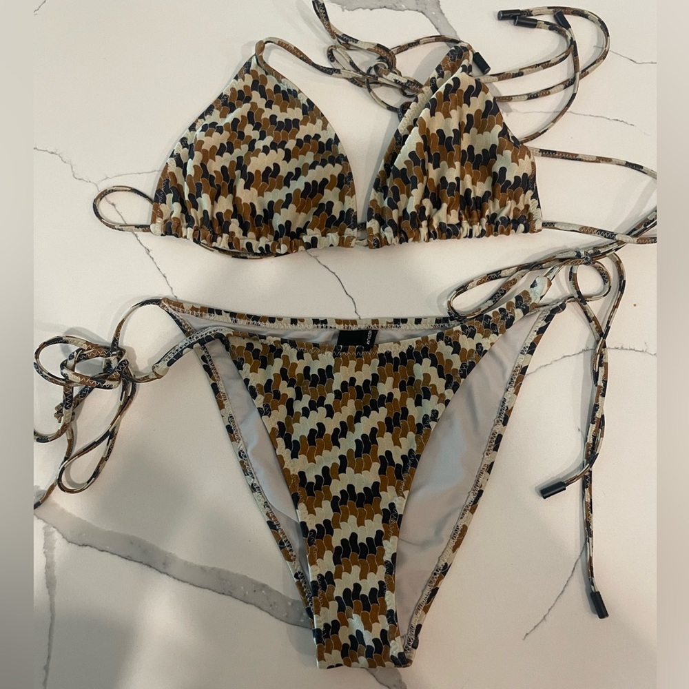 Triangl Brown and Black Patterned Bikini set